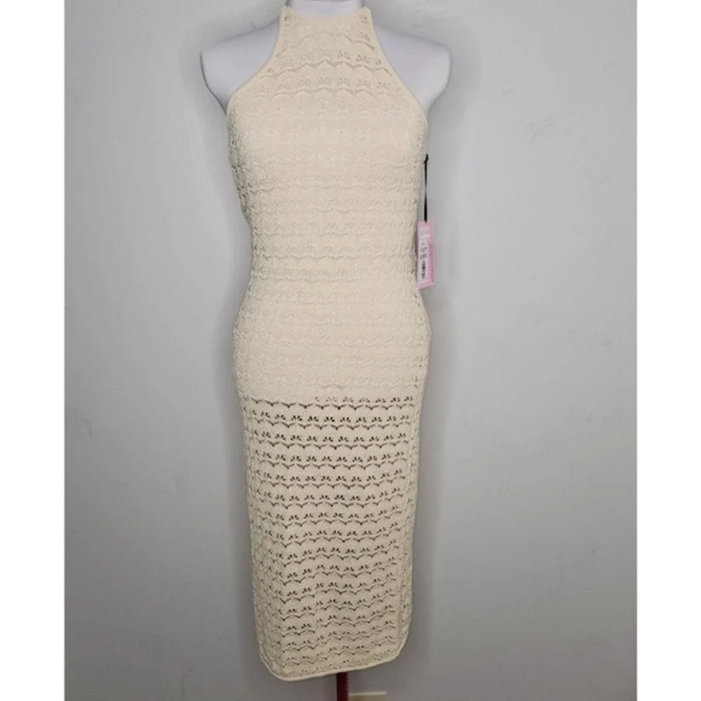 Future Collective Alani Noelle Crochet Knit Midi Dress XL Halter Boho Beach Wear